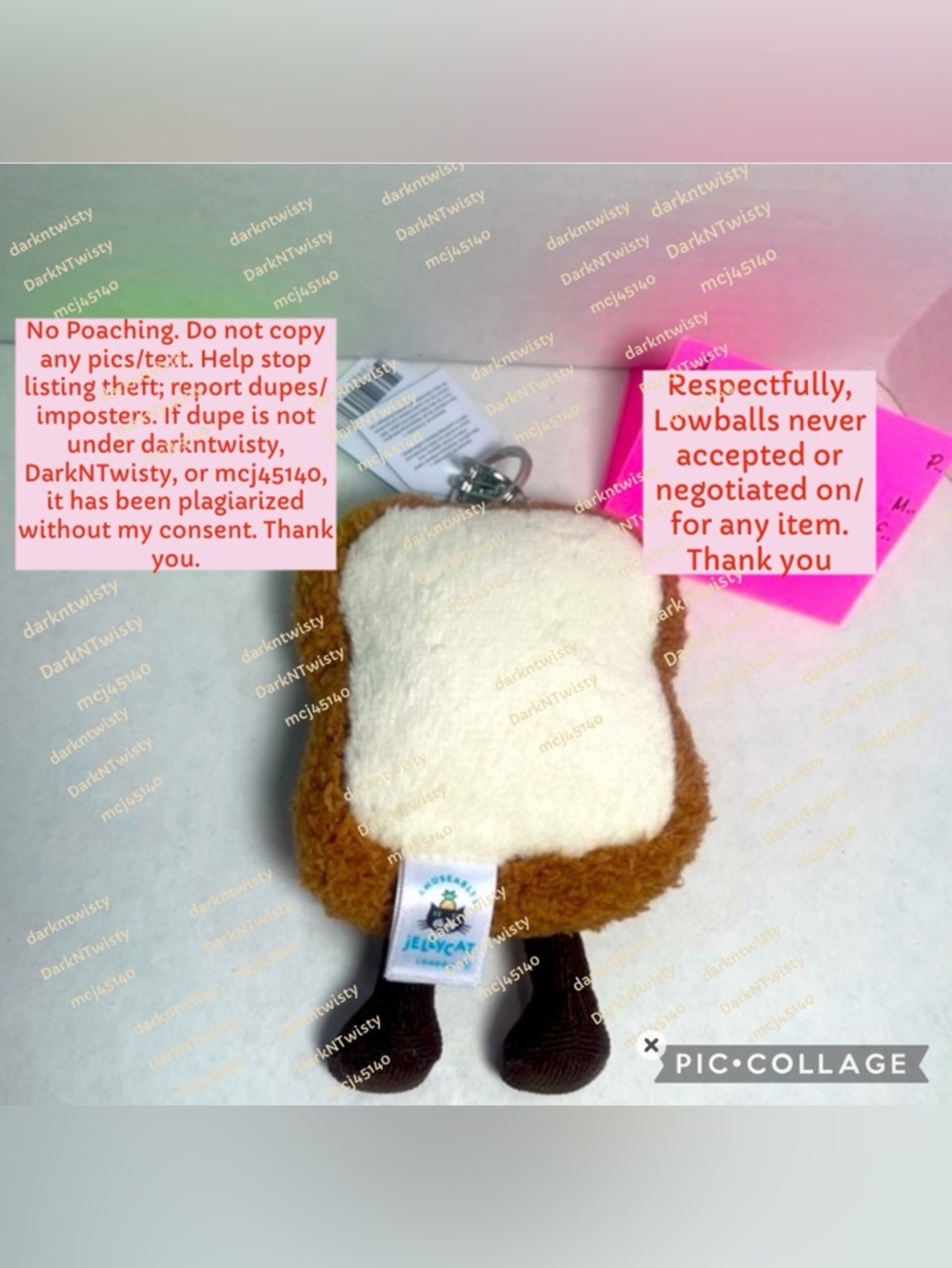 BNWT JELLYCAT AMUSEABLE TOAST BAG CHARM - Picture 2 of 11